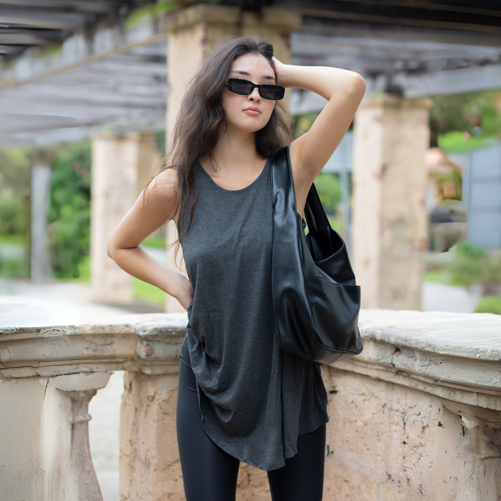 Sleeveless Tunic Top – Long Loose Fit Tank Blouse for Casual Wear