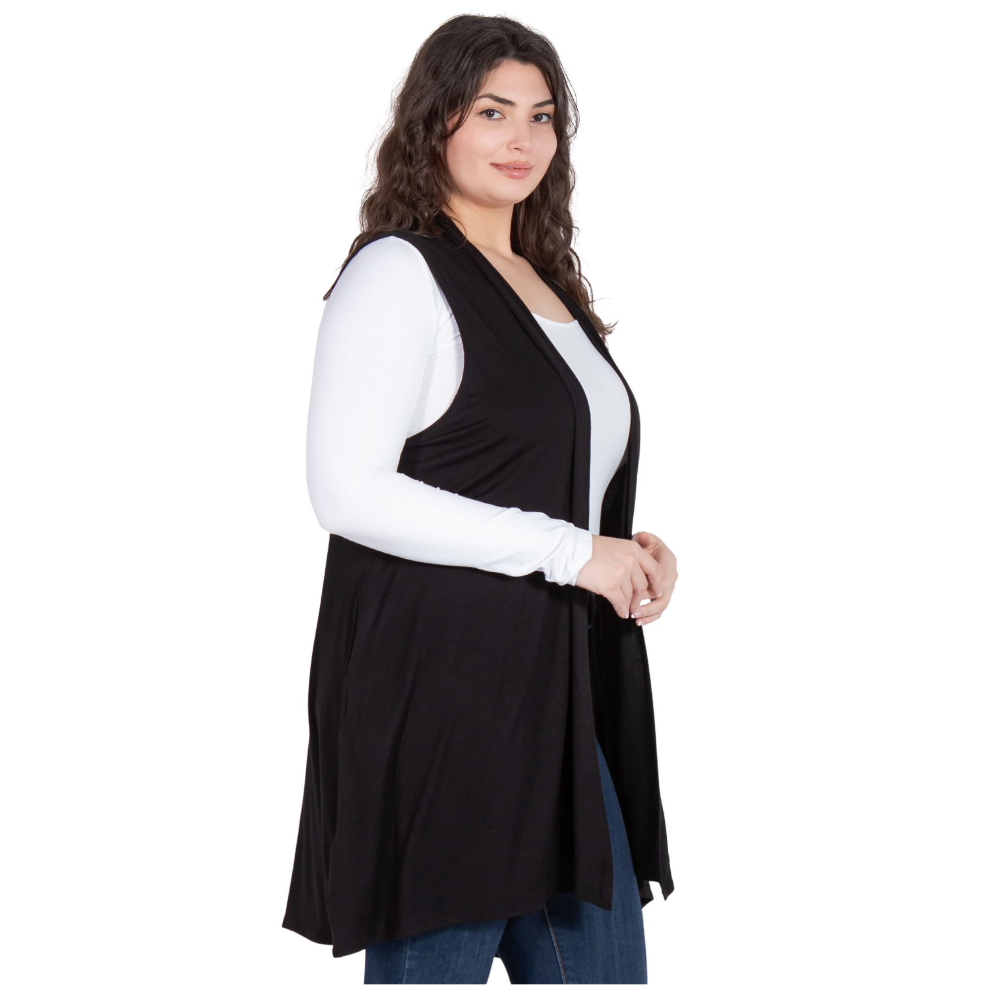 3-Pack Sleeveless Cardigan Vest (Straight Hem Pockets) Azules 2DC