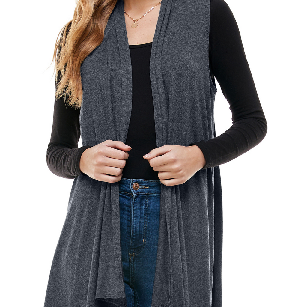 Sleeveless Cardigan – Open Front Lightweight