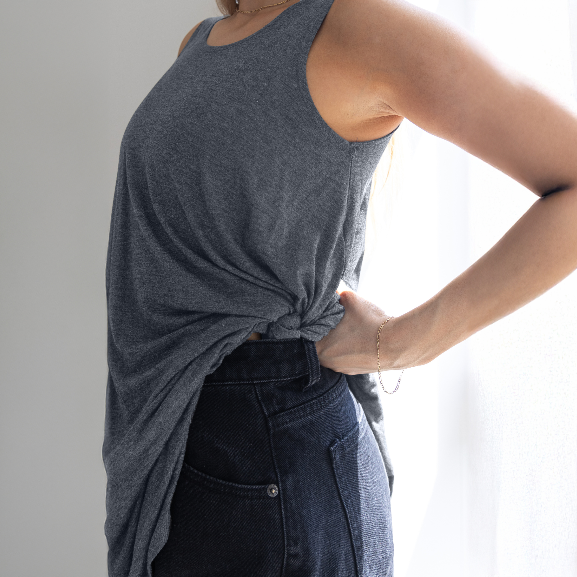 Sleeveless Tunic Top – Long Loose Fit Tank Blouse for Casual Wear