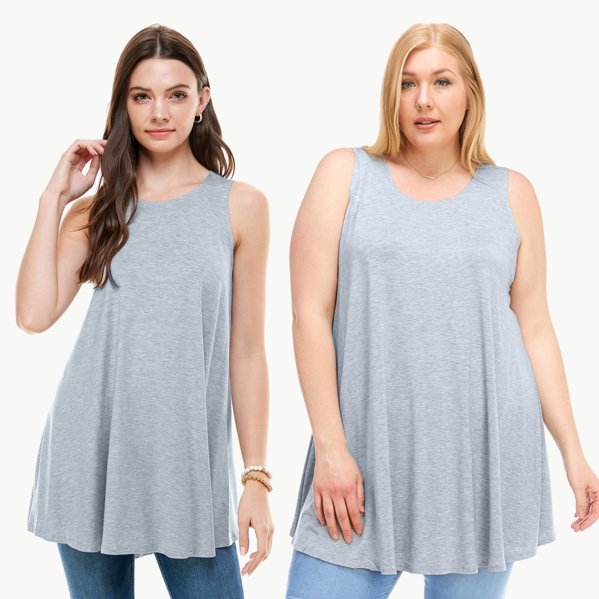 Sleeveless Tunic Top – Long Loose Fit Tank Blouse for Casual Wear