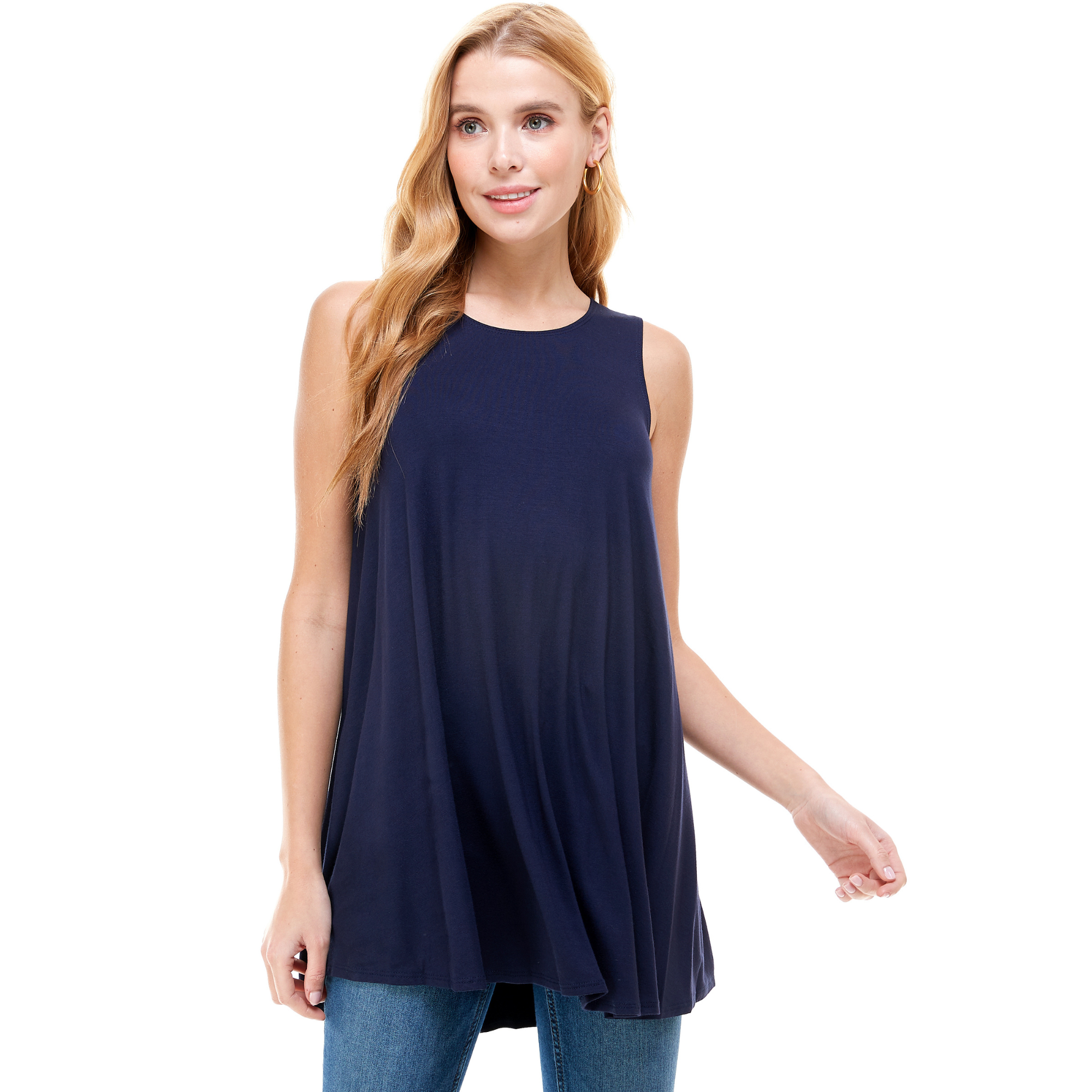 3-Pack Sleeveless Tunic Top – Long Loose Fit Tank Blouse for Casual Wear Azules 2DC