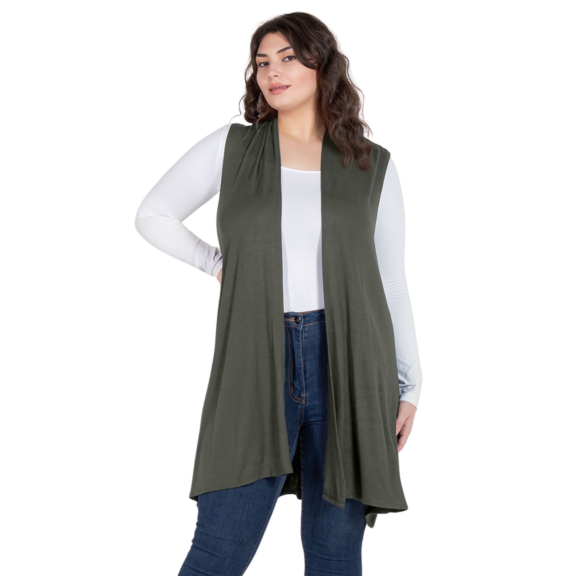 3-Pack Sleeveless Cardigan Vest (Straight Hem Pockets) Azules 2DC