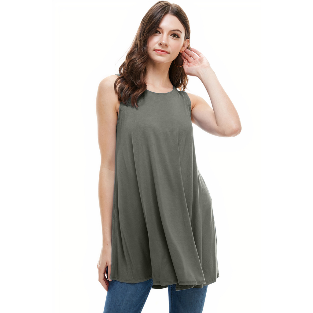 3-Pack Sleeveless Tunic Top – Long Loose Fit Tank Blouse for Casual Wear Azules 2DC