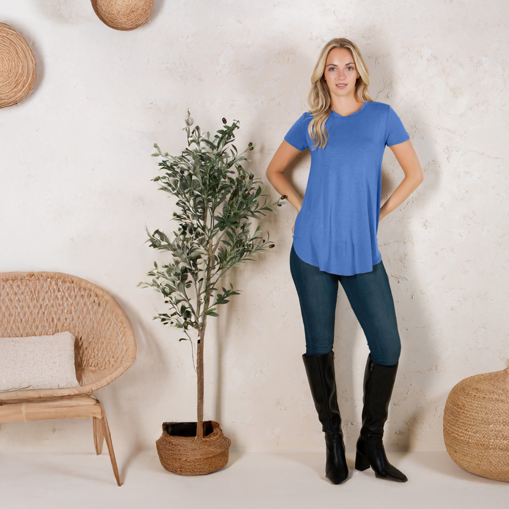 Short Sleeve Tunic Top – Loose Fit Blouse for Casual Wear