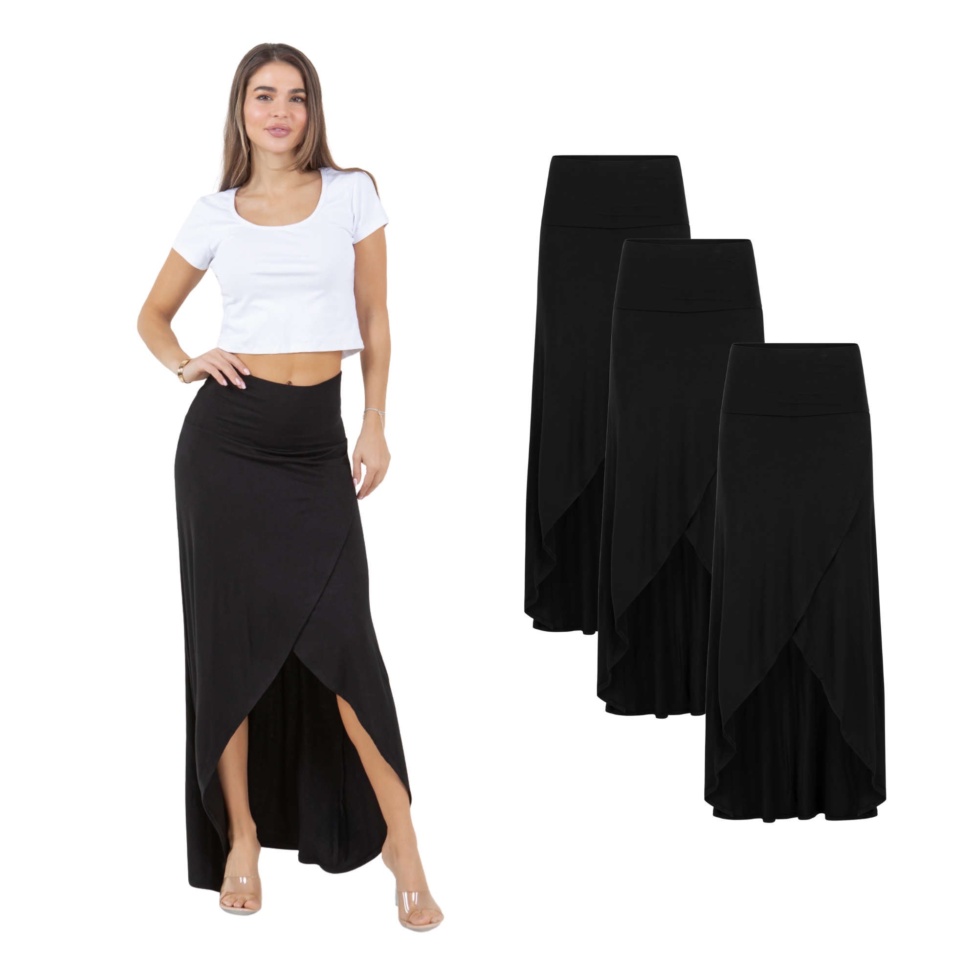 3-Pack Cross over Midi Skirt Azules 2DC