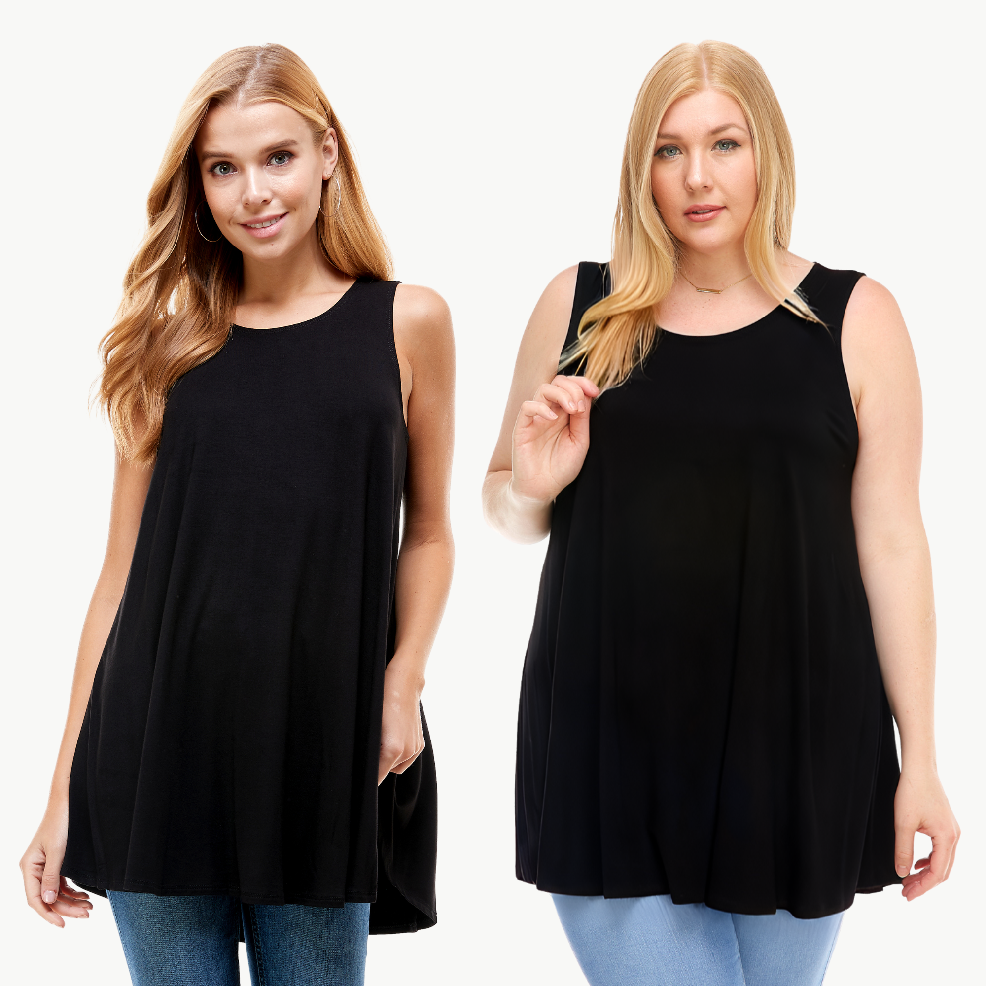 Sleeveless Tunic Top – Long Loose Fit Tank Blouse for Casual Wear
