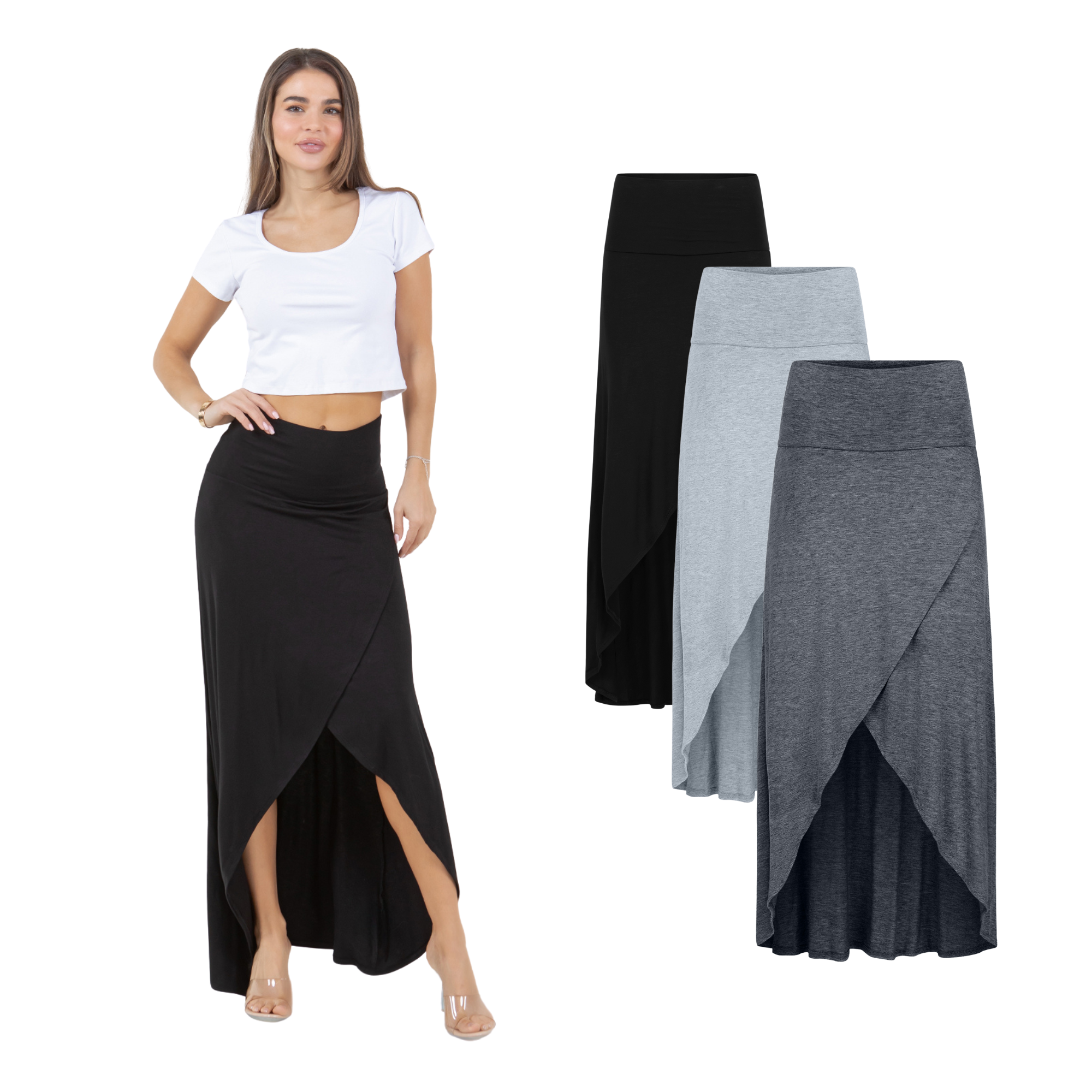 3-Pack Cross over Midi Skirt Azules 2DC