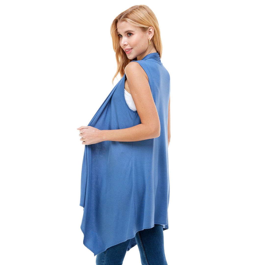 Sleeveless Cardigan – Open Front Lightweight Azules 2DC