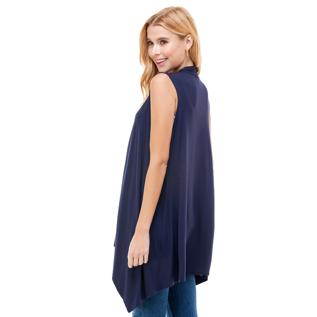 Sleeveless Cardigan – Open Front Lightweight - Azules