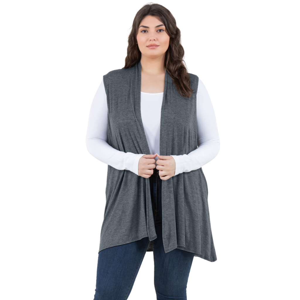 3-Pack Sleeveless Cardigan Vest (Straight Hem Pockets) Azules 2DC