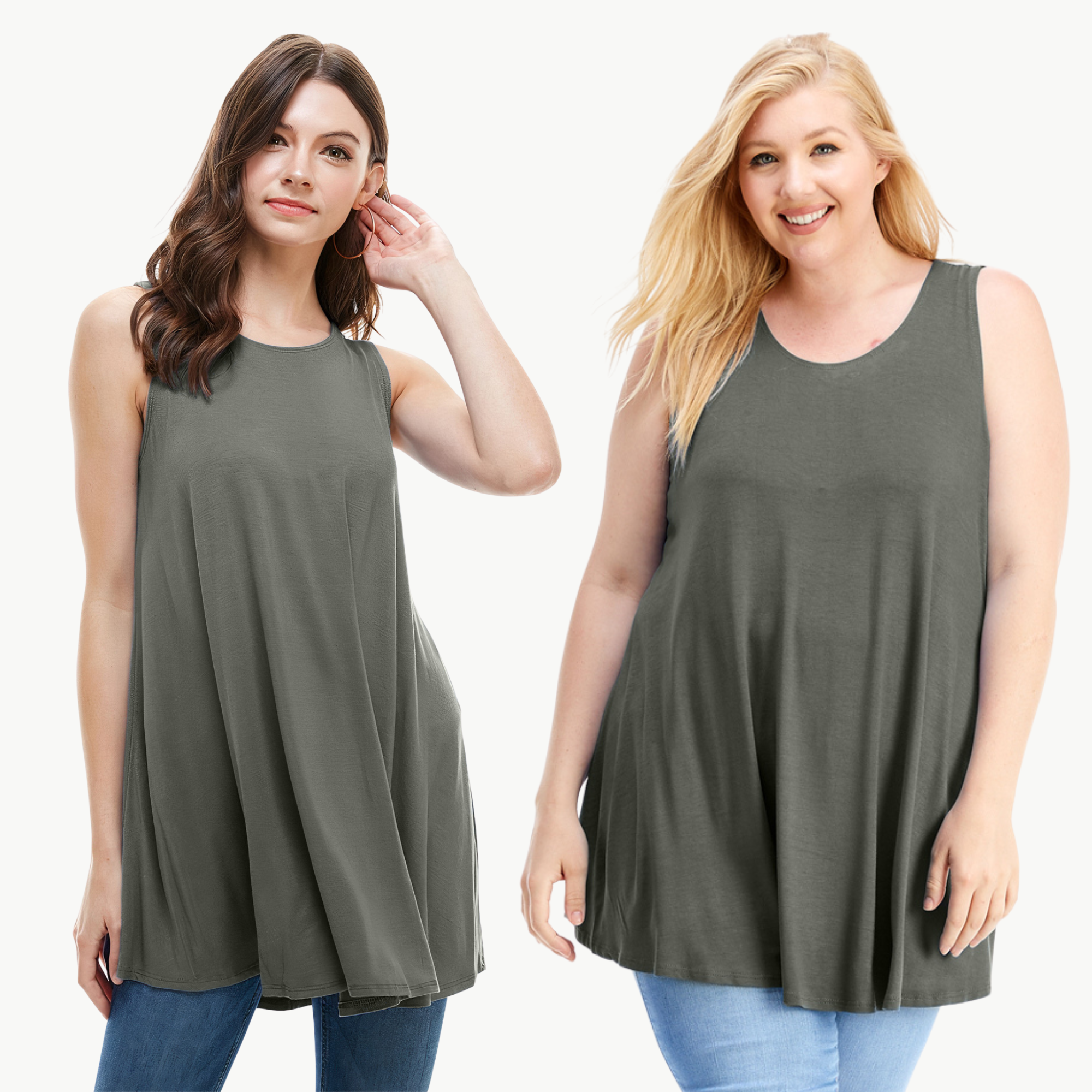 Sleeveless Tunic Top – Long Loose Fit Tank Blouse for Casual Wear