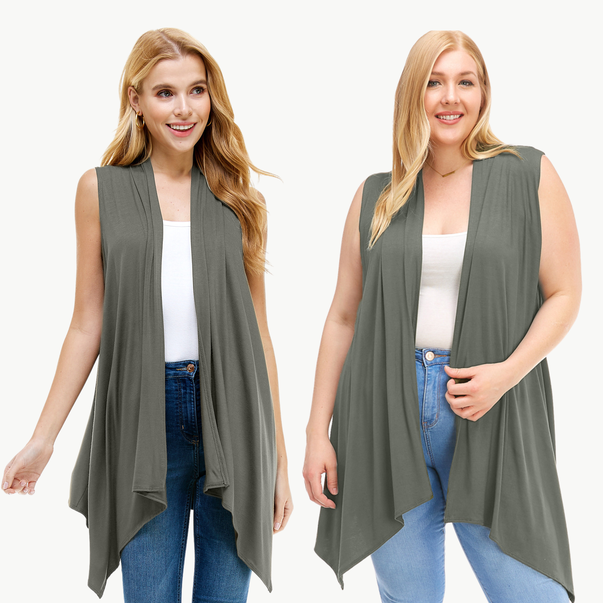 Sleeveless Cardigan – Open Front Lightweight