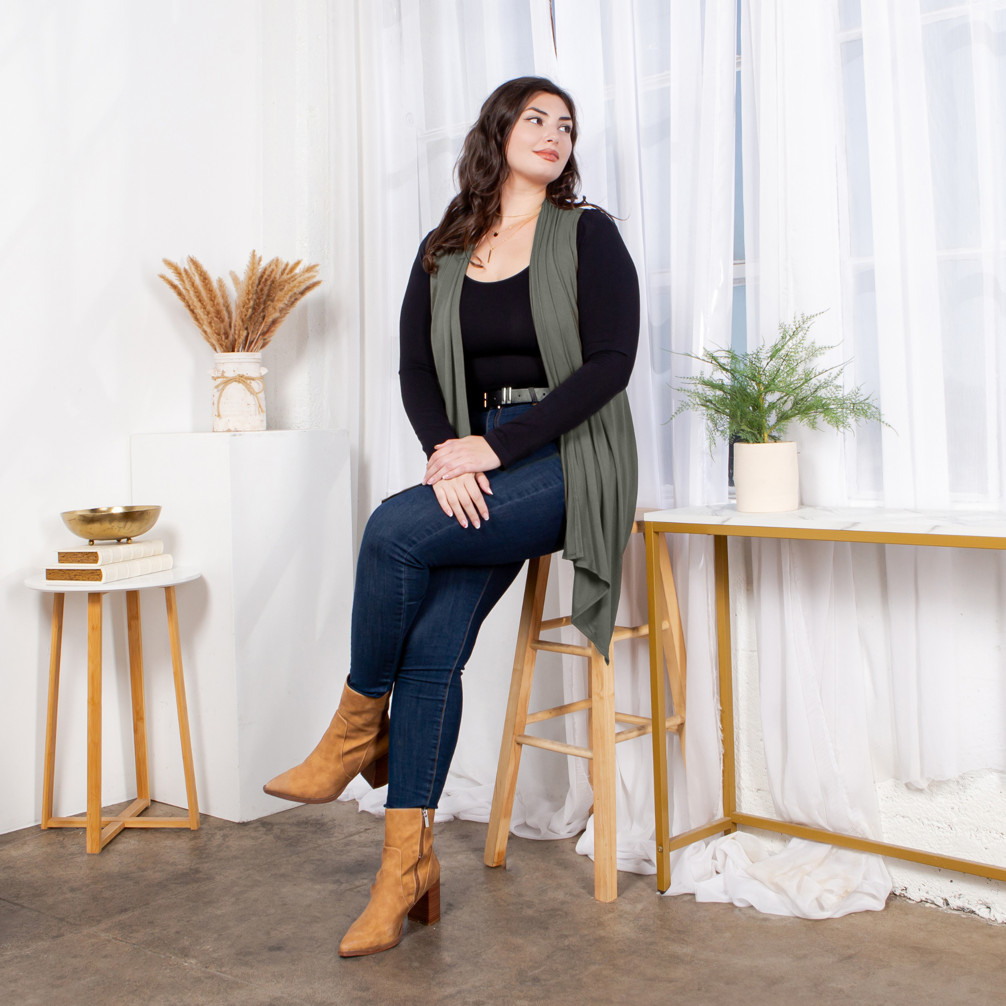 Sleeveless Cardigan – Open Front Lightweight