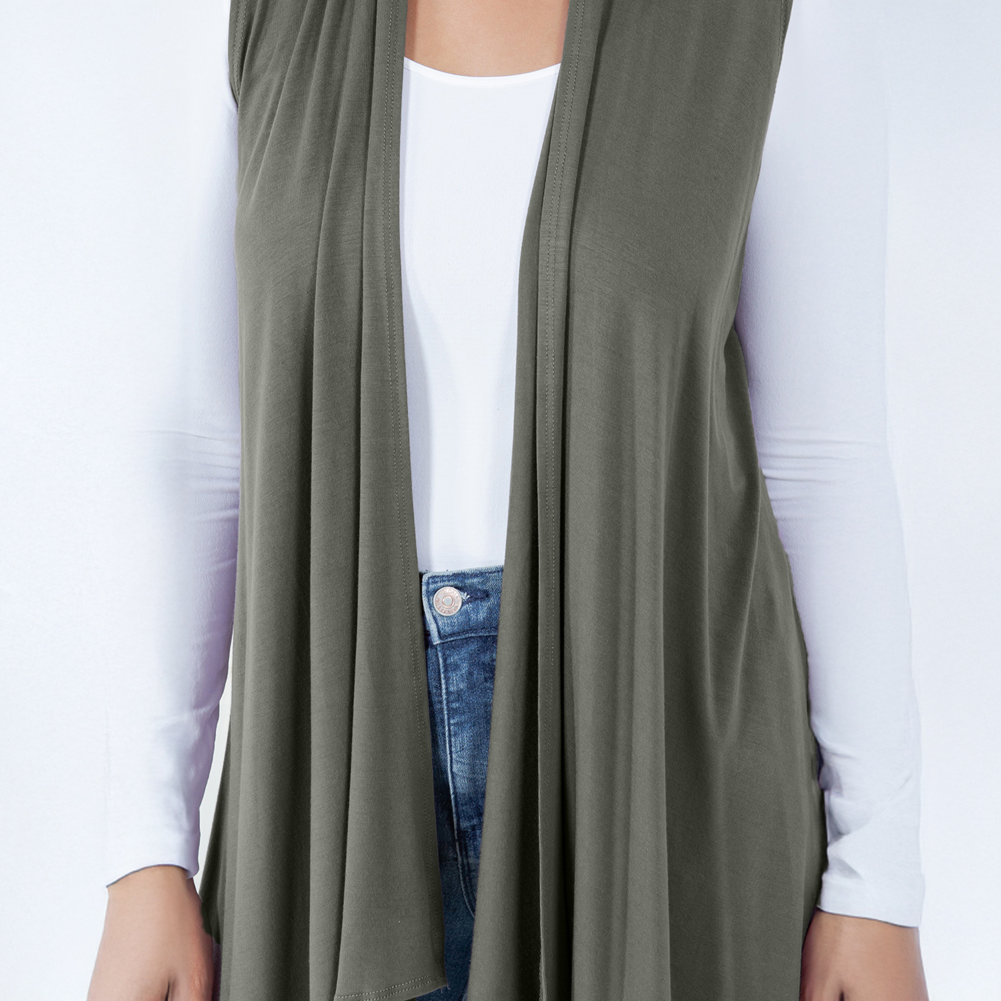 Sleeveless Cardigan – Open Front Lightweight