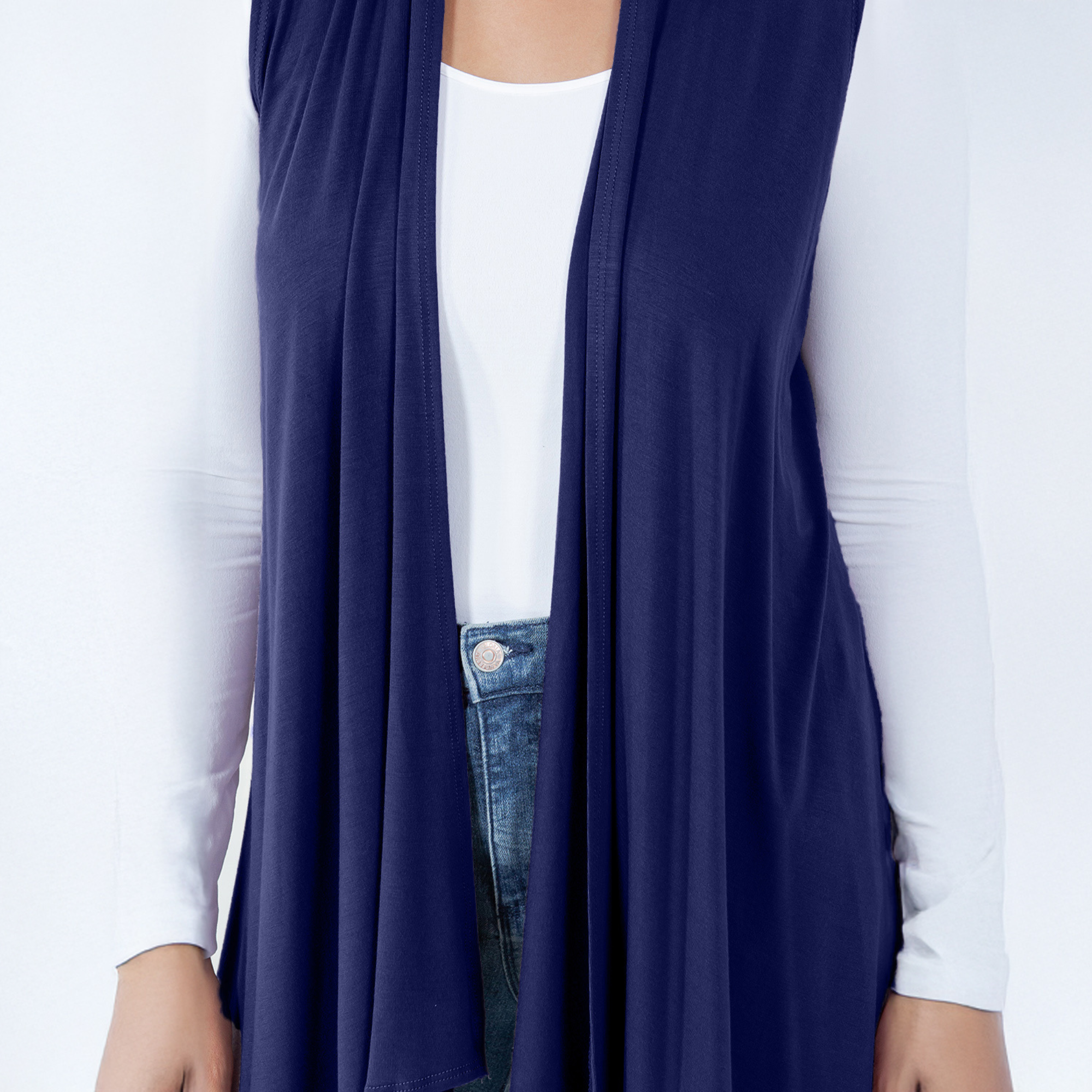 Sleeveless Cardigan – Open Front Lightweight