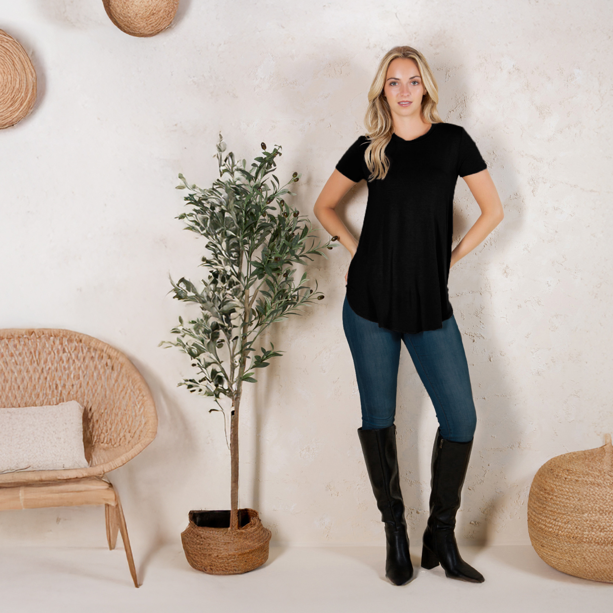 Short Sleeve Tunic Top – Loose Fit Blouse for Casual Wear