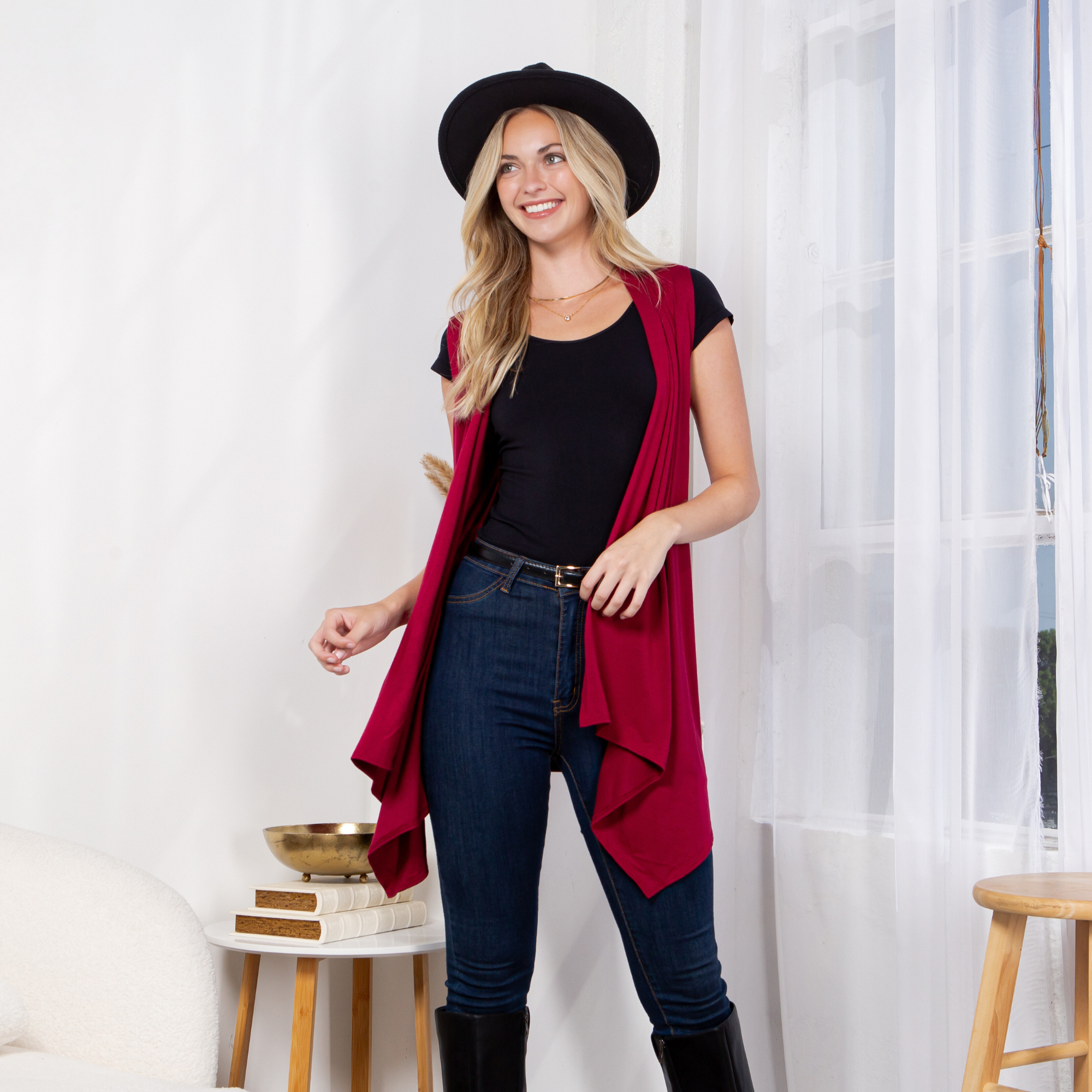 Sleeveless Cardigan – Open Front Lightweight