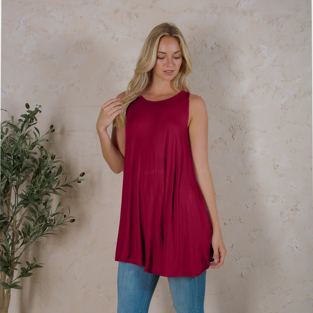 Sleeveless Tunic Top – Long Loose Fit Tank Blouse for Casual Wear