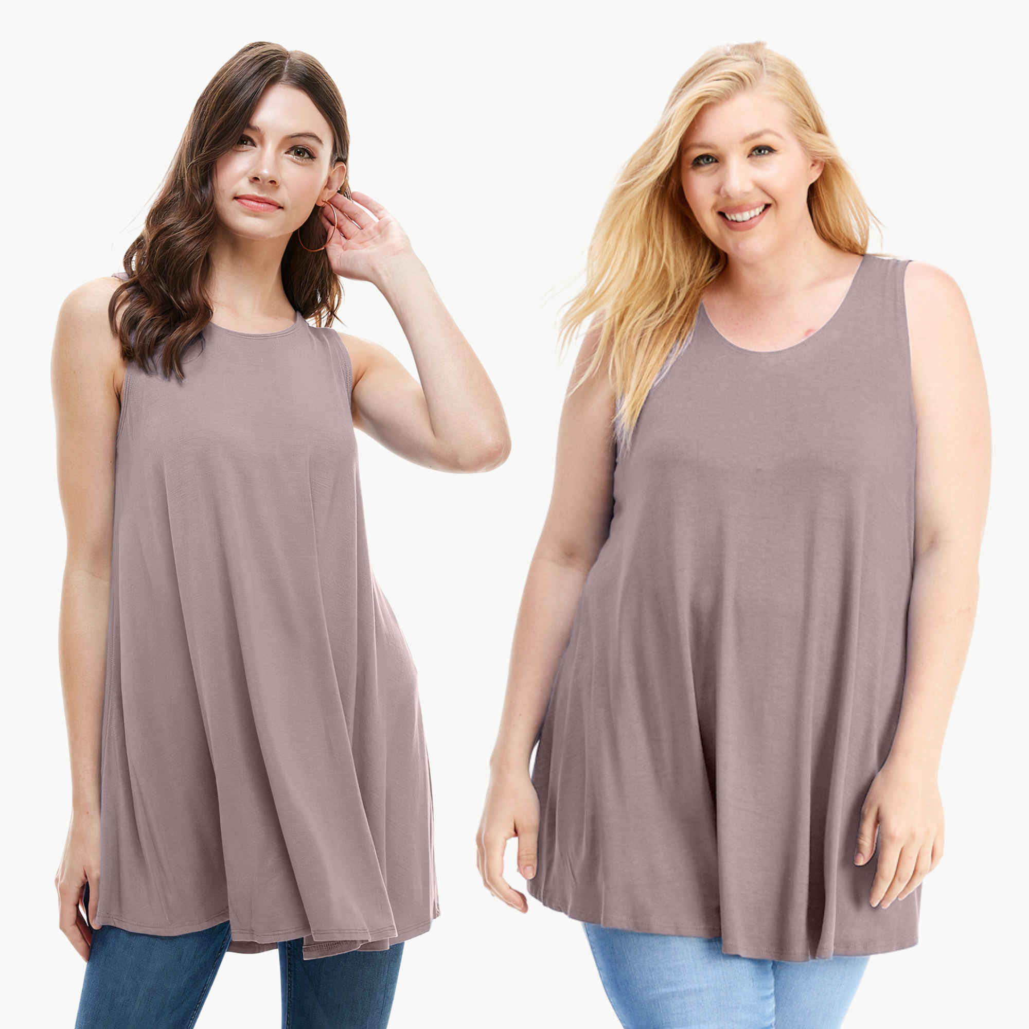 Sleeveless Tunic Top – Long Loose Fit Tank Blouse for Casual Wear