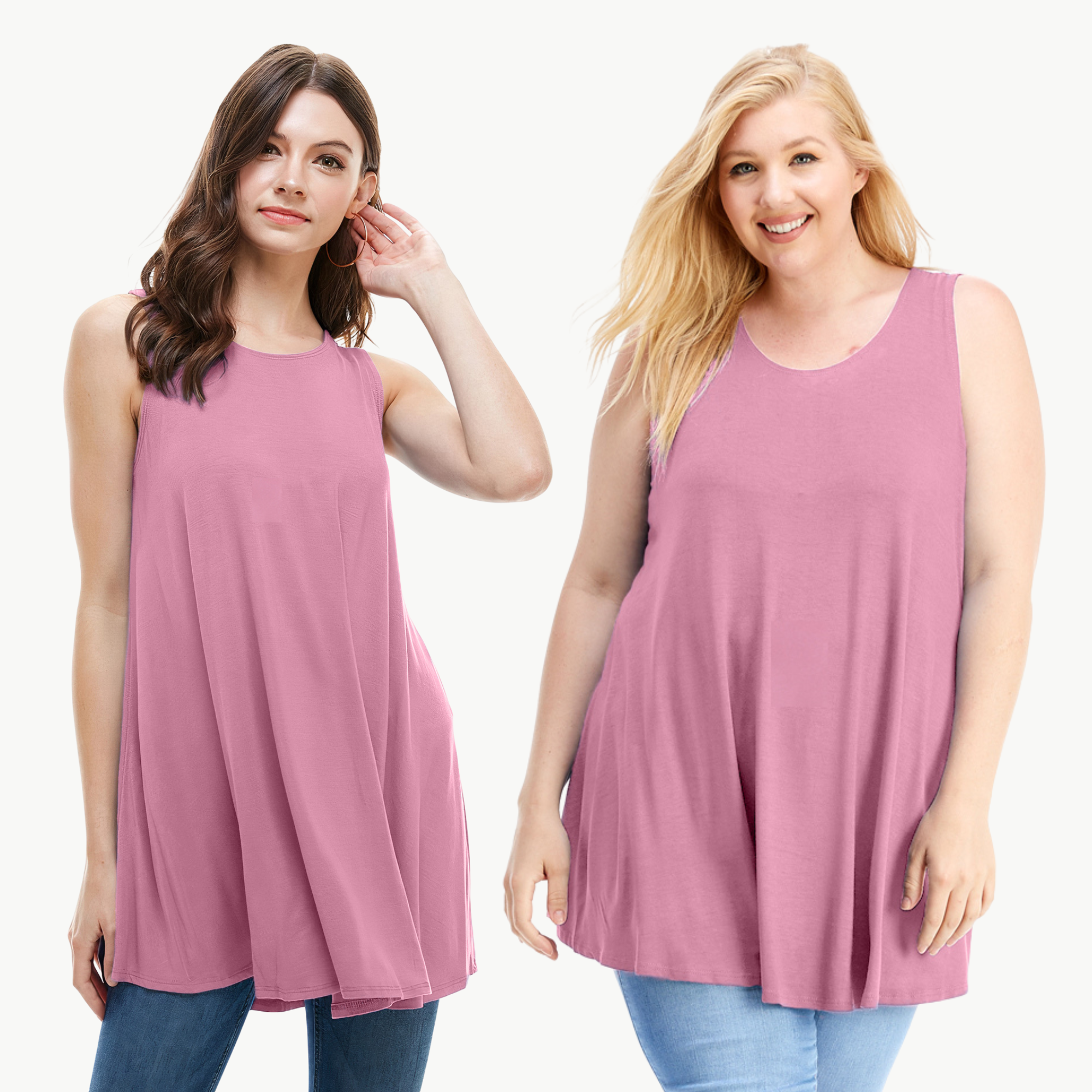 Sleeveless Tunic Top – Long Loose Fit Tank Blouse for Casual Wear
