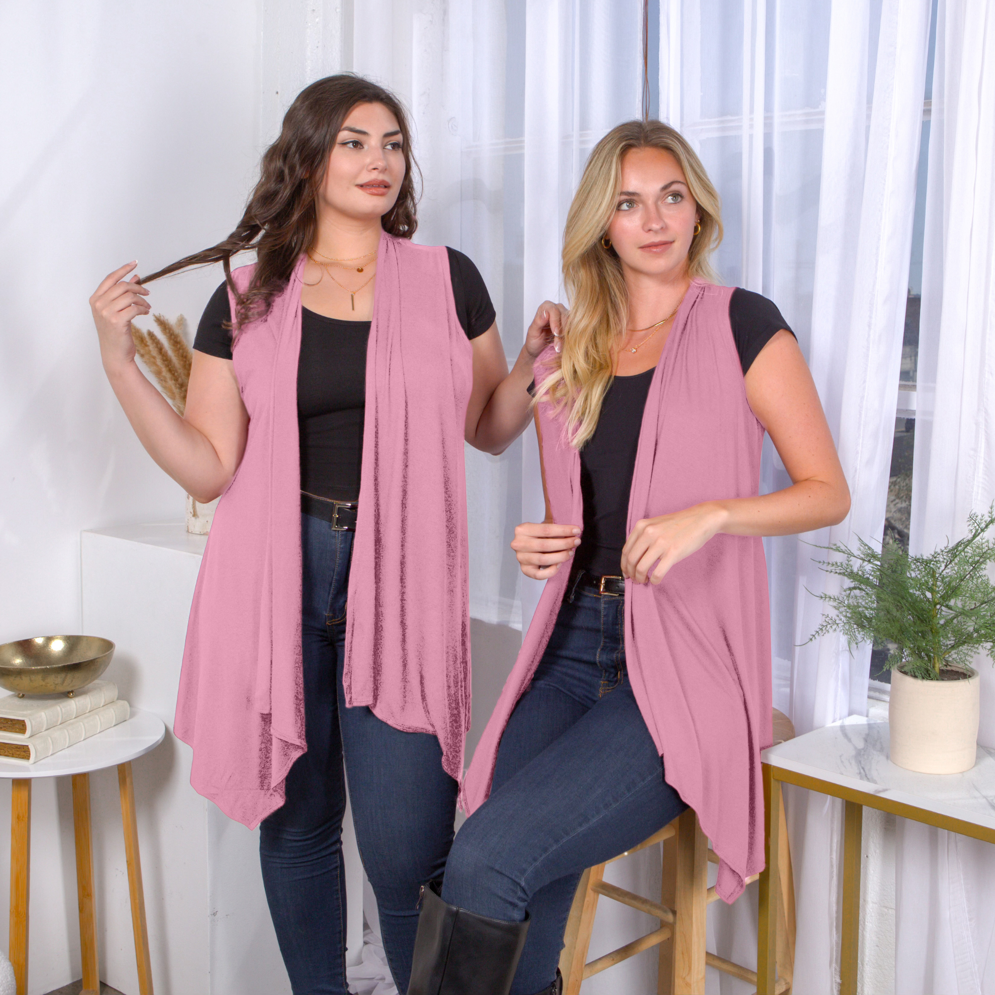 Sleeveless Cardigan – Open Front Lightweight