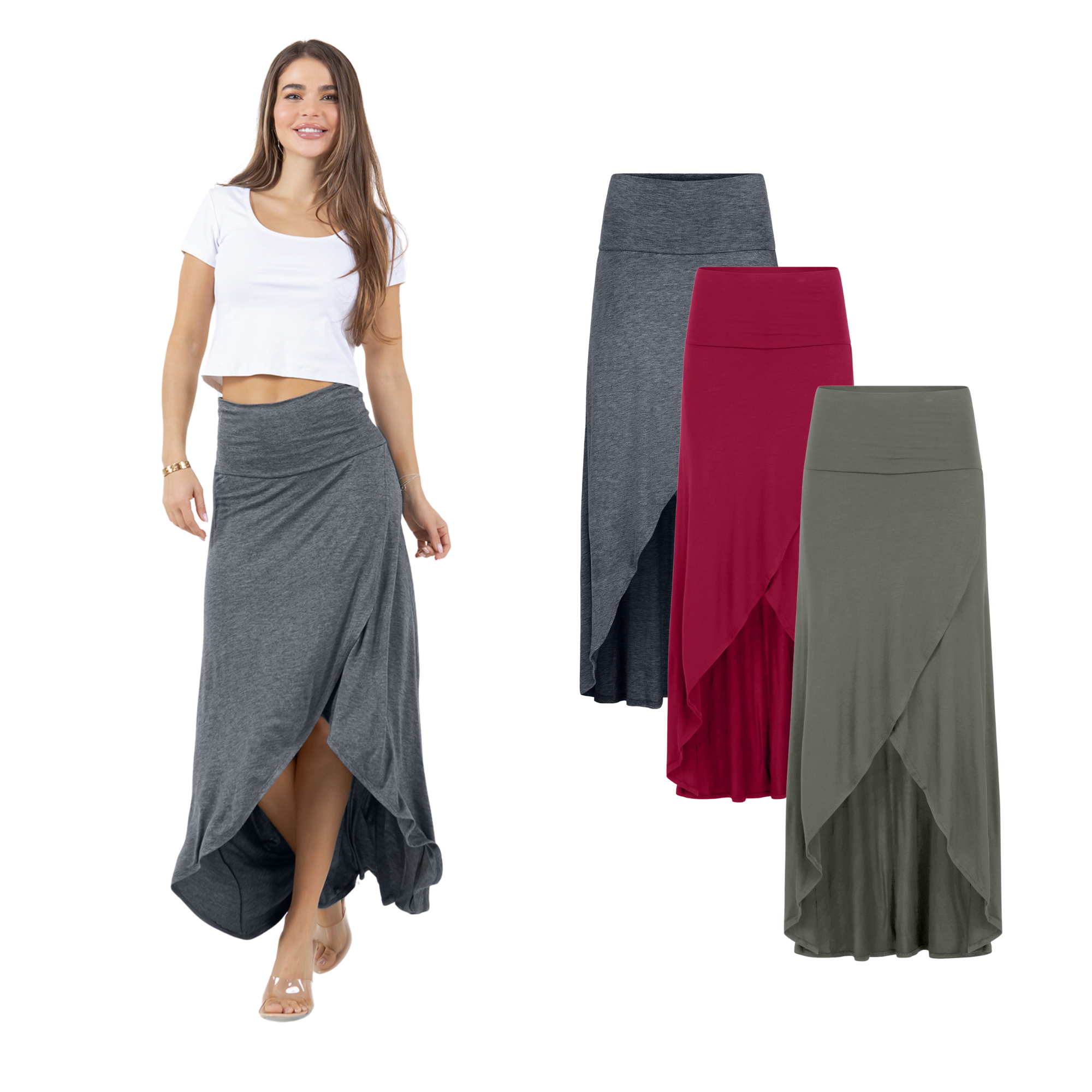 3-Pack Cross over Midi Skirt Azules 2DC