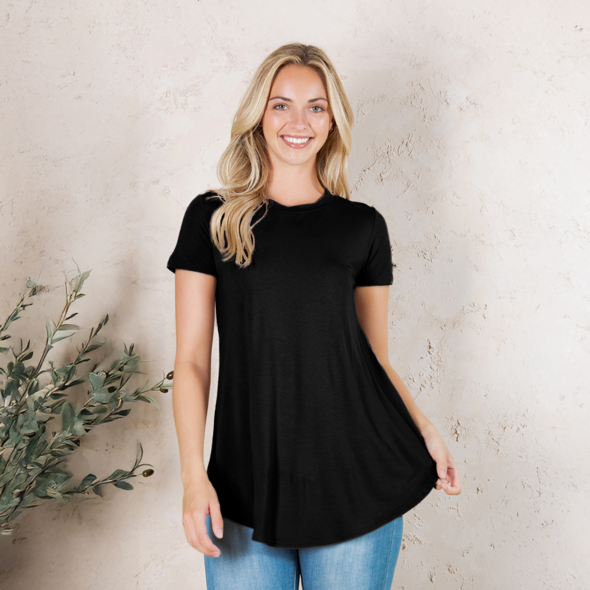 Short Sleeve Tunic Top – Loose Fit Blouse for Casual Wear