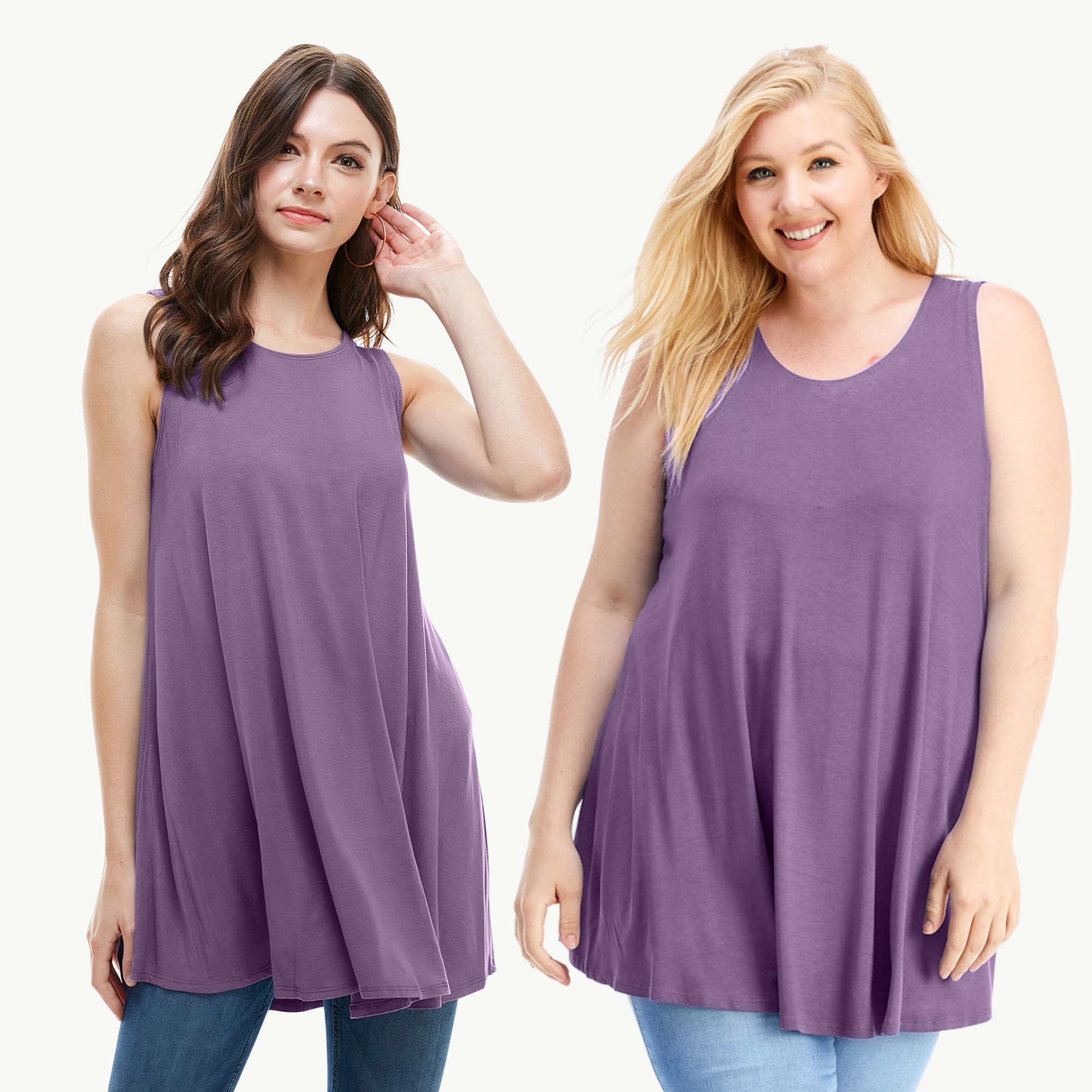 Sleeveless Tunic Top – Long Loose Fit Tank Blouse for Casual Wear
