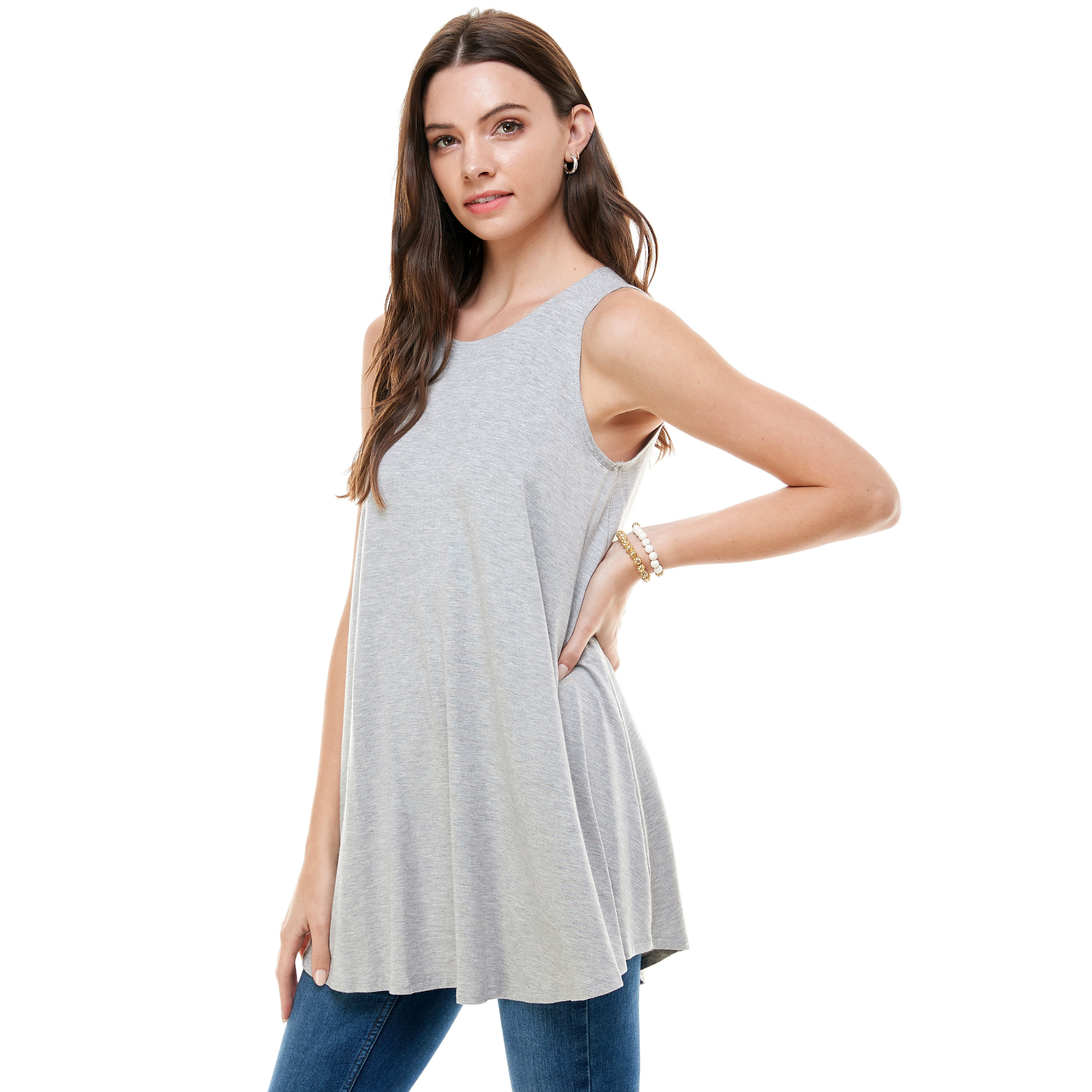 3-Pack Sleeveless Tunic Top – Long Loose Fit Tank Blouse for Casual Wear Azules 2DC
