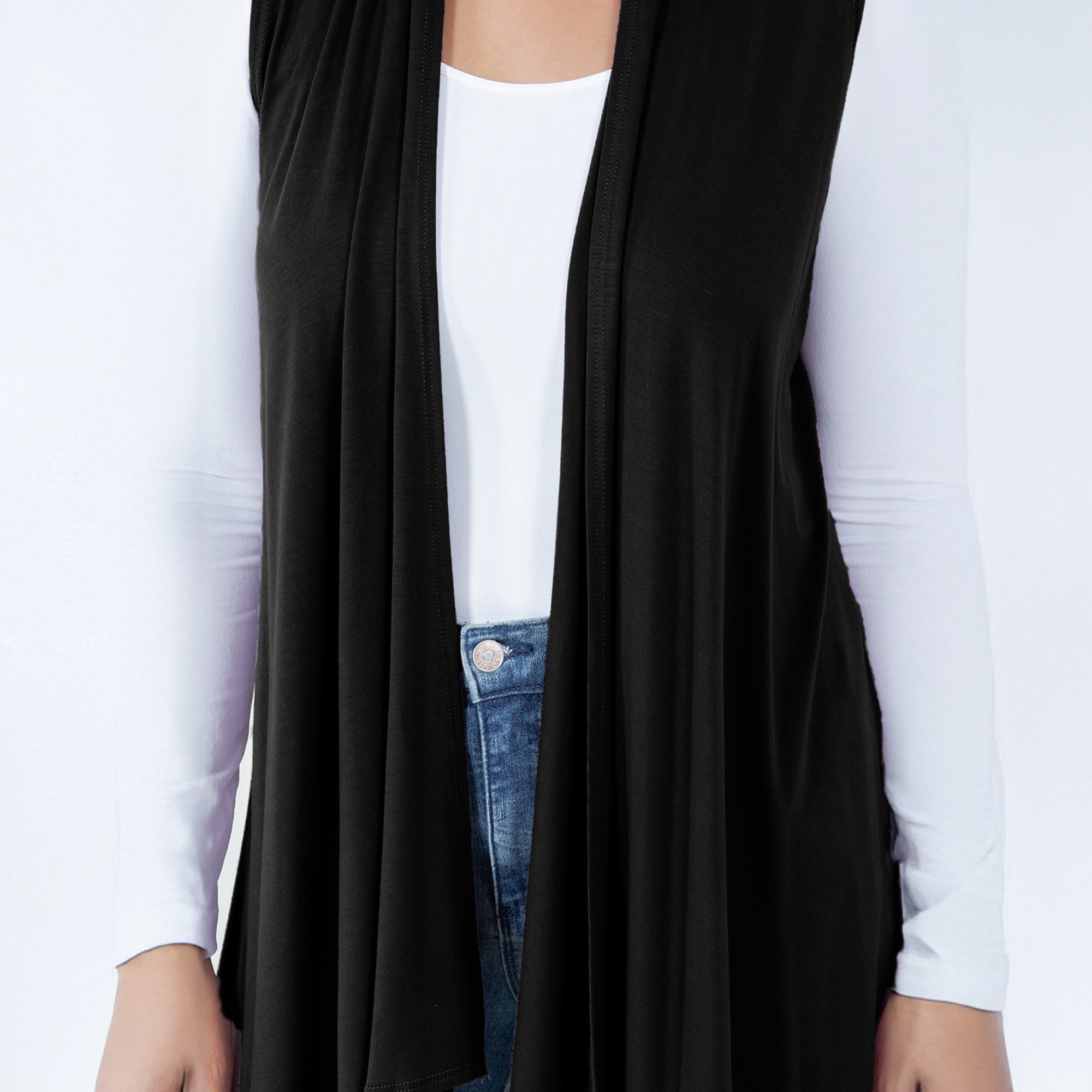 Sleeveless Cardigan – Open Front Lightweight