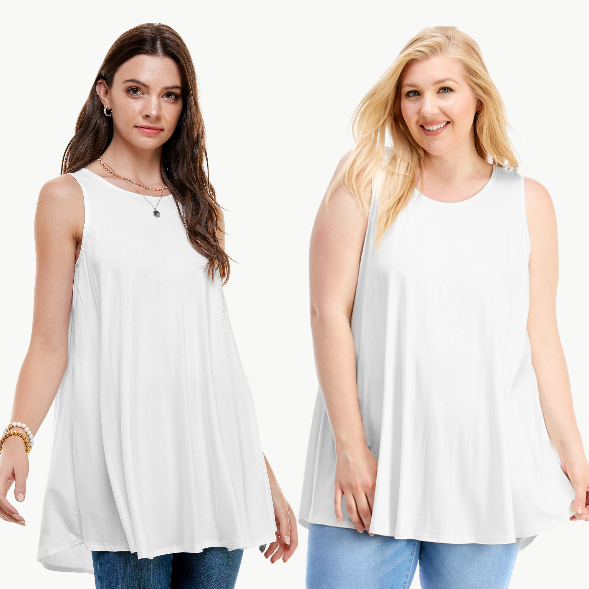 Sleeveless Tunic Top – Long Loose Fit Tank Blouse for Casual Wear