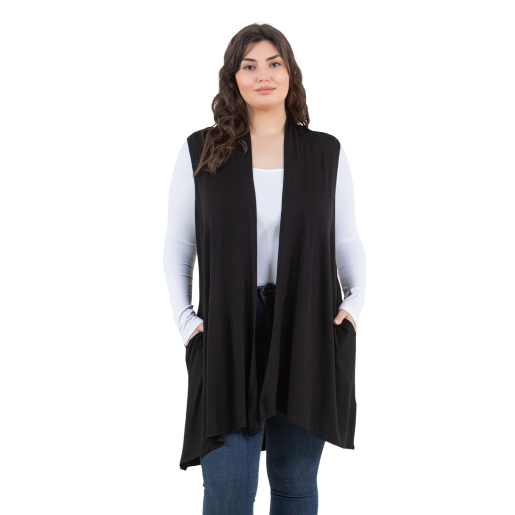 3-Pack Sleeveless Cardigan Vest (Straight Hem Pockets) Azules 2DC