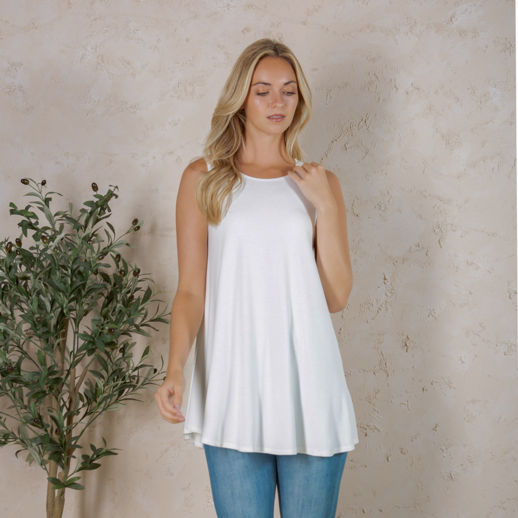 Sleeveless Tunic Top – Long Loose Fit Tank Blouse for Casual Wear