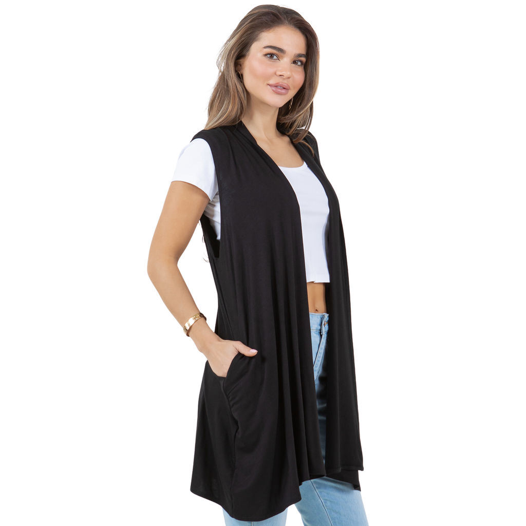3-Pack Sleeveless Cardigan Vest (Straight Hem Pockets) Azules 2DC