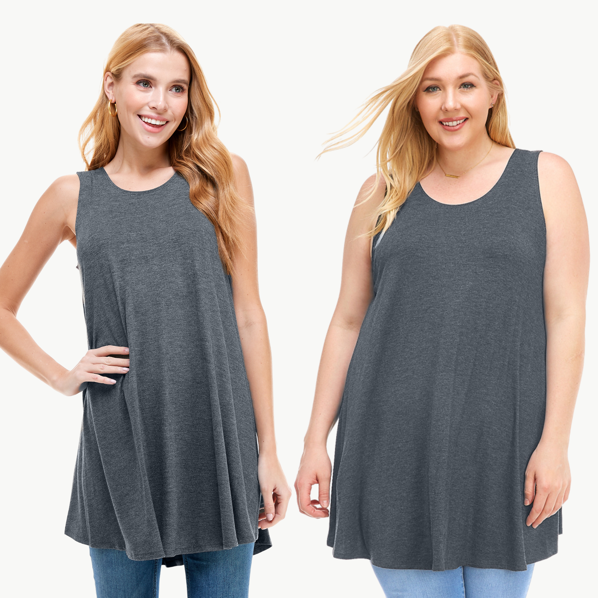 Sleeveless Tunic Top – Long Loose Fit Tank Blouse for Casual Wear