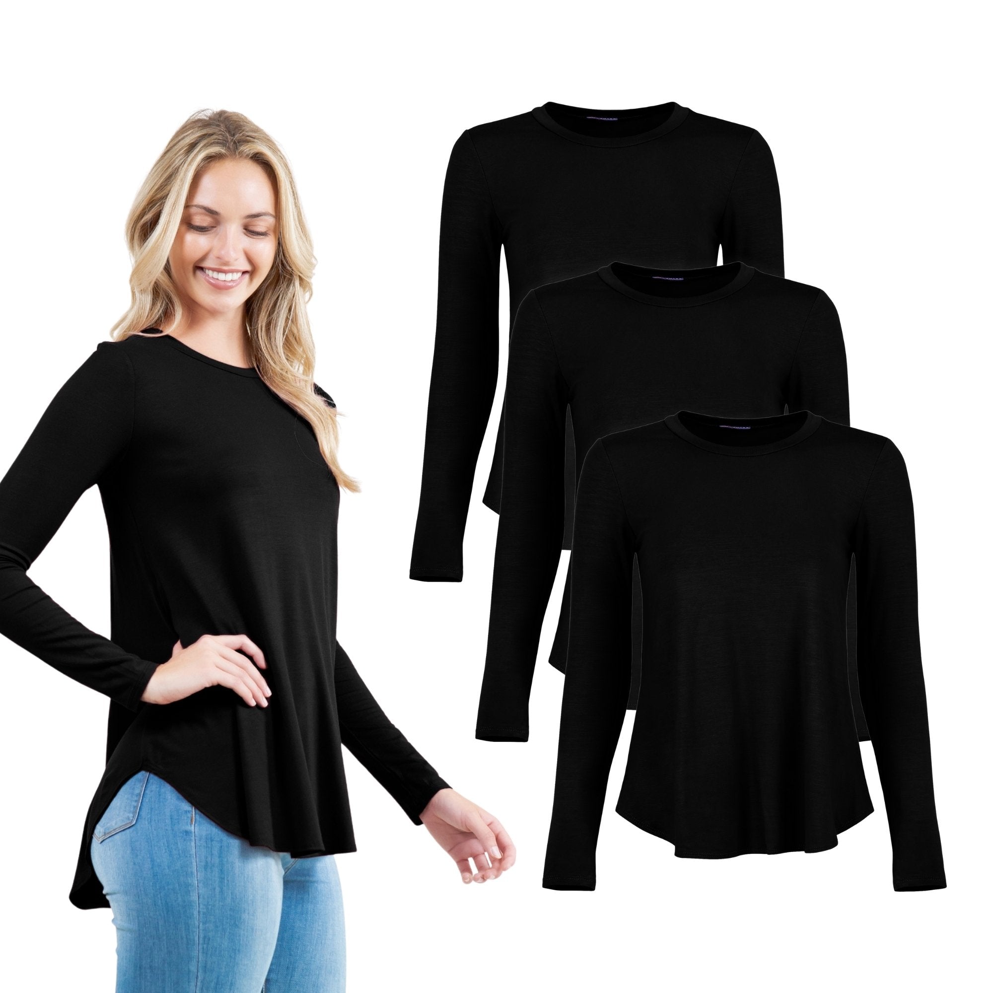 3-Pack Long Sleeve Tunic Top Azules 2DC