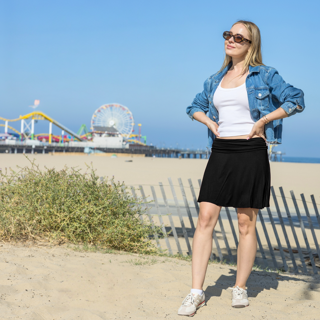 Flared Mini Skirt – Stretchy Casual Skater Skirt for Women