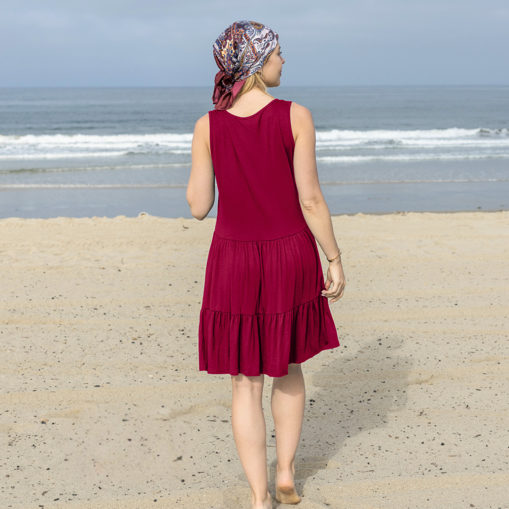Casual Sleeveless Tiered Dress V-Neck Flowy Babydoll Mini Dress