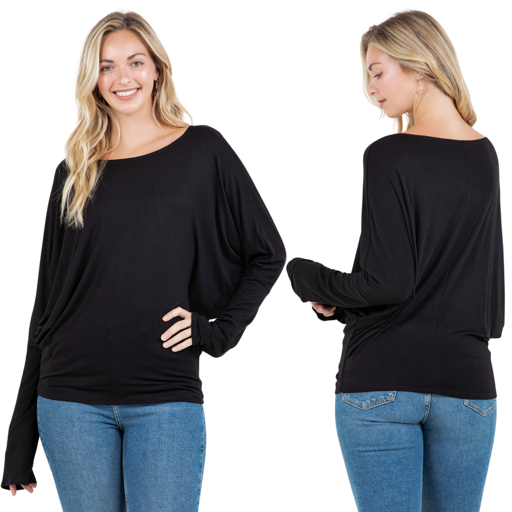 Dolman Top – Oversized Off Shoulder Batwing Long Sleeve Sweater Tunic Blouse