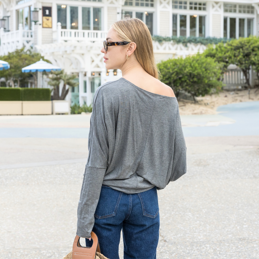 Dolman Top – Oversized Off Shoulder Batwing Long Sleeve Sweater Tunic Blouse