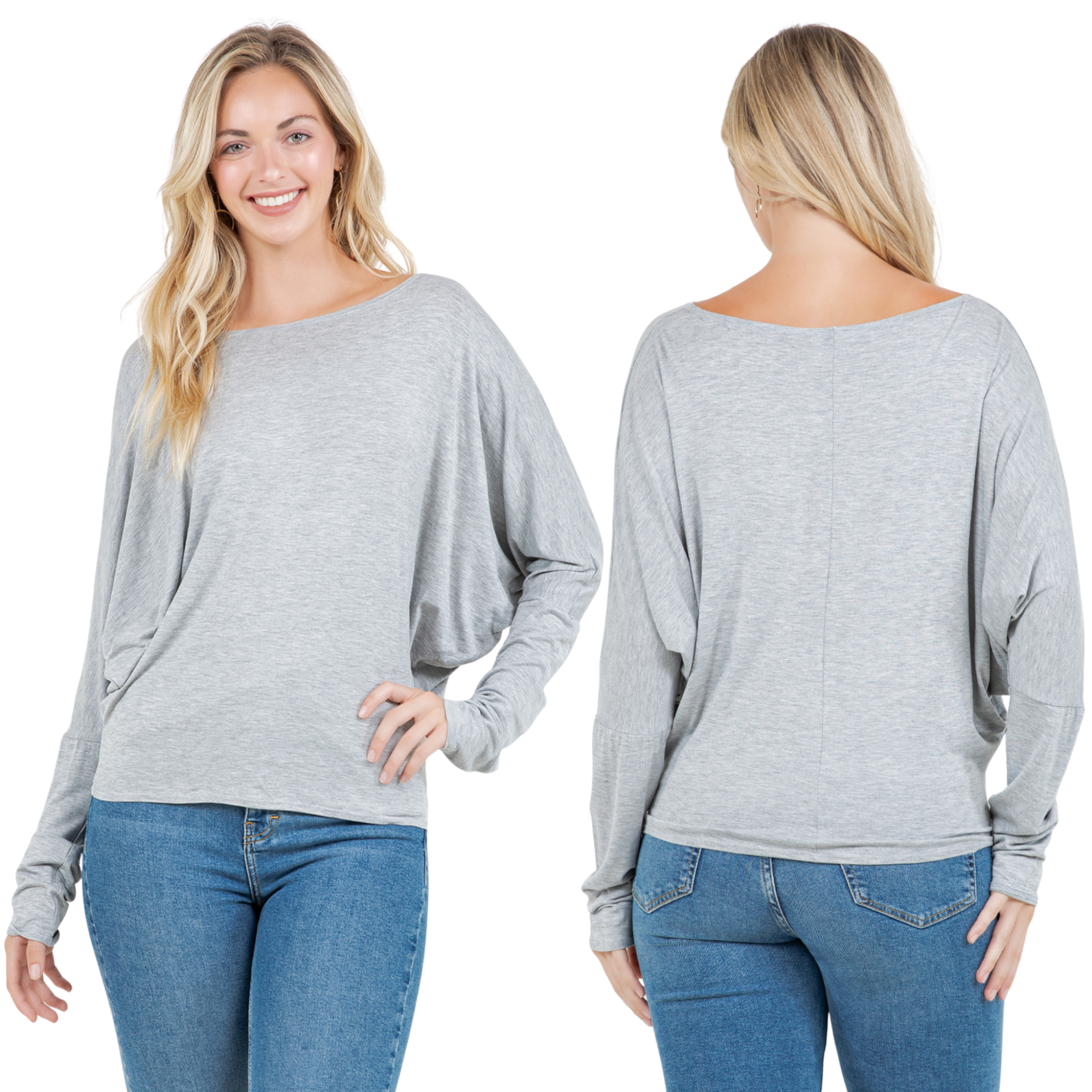 Dolman Top – Oversized Off Shoulder Batwing Long Sleeve Sweater Tunic Blouse