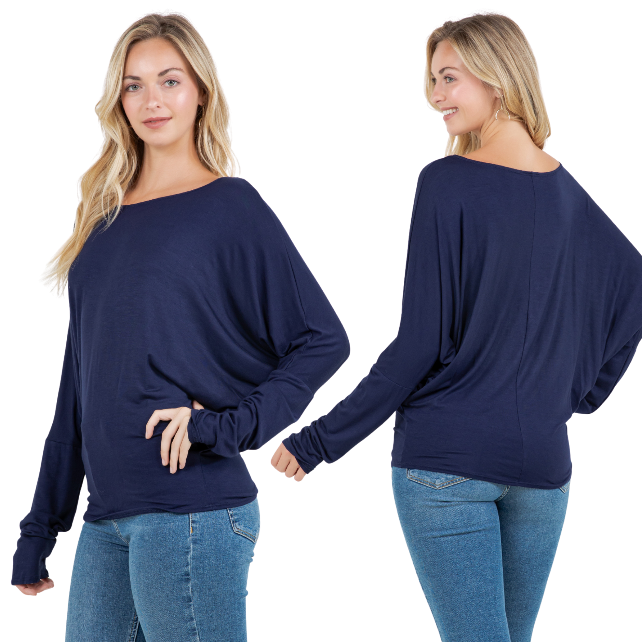 Dolman Top – Oversized Off Shoulder Batwing Long Sleeve Sweater Tunic Blouse