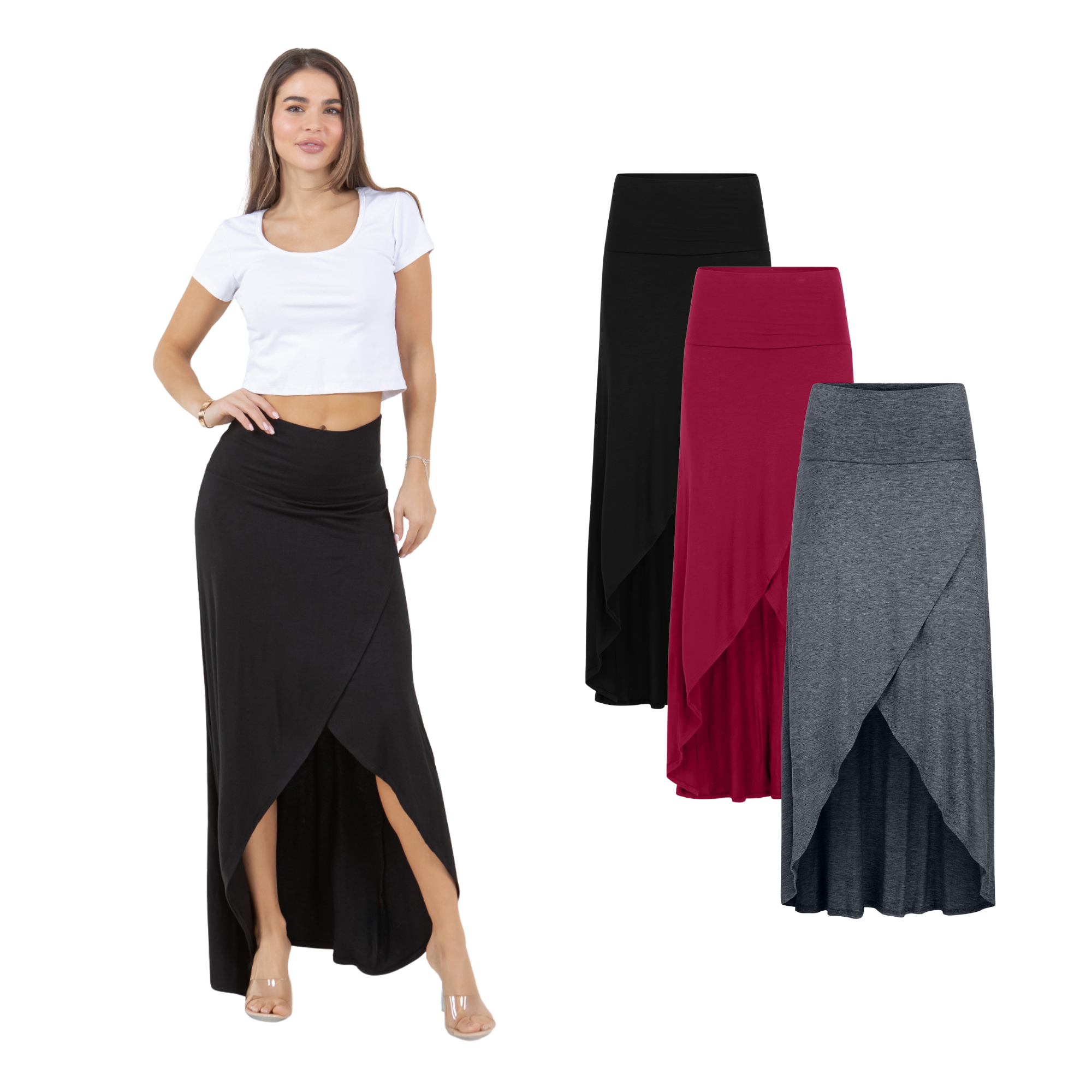3-Pack Cross over Midi Skirt Azules 2DC